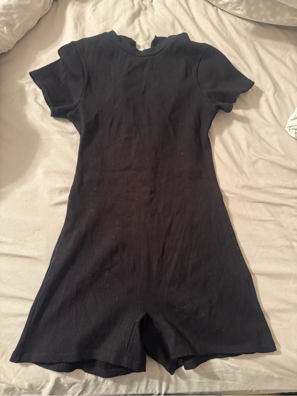 Fashion Nova Black Ribbed Romper - Short Sleeve